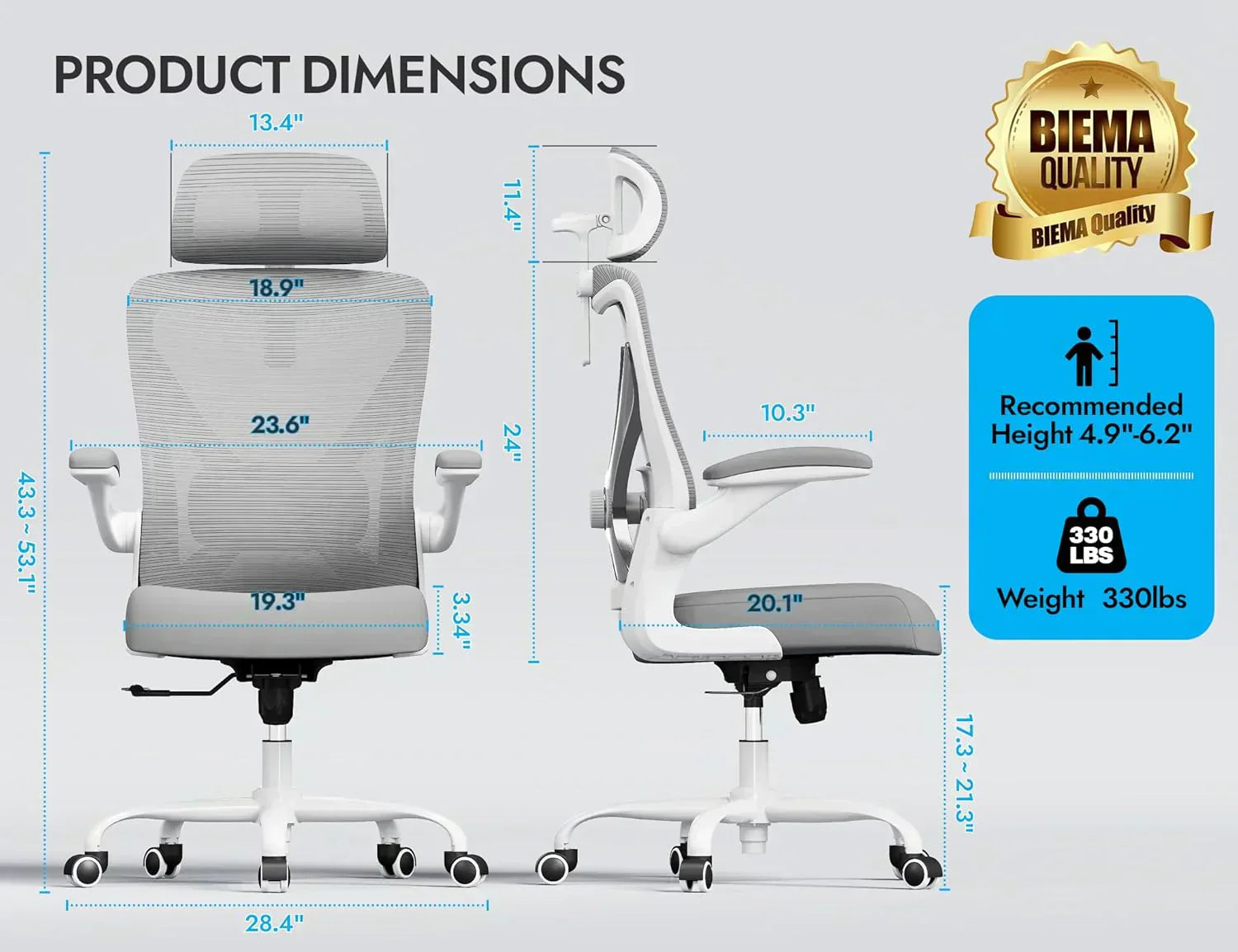 Office computer desk and chair gaming chair with lumbar support and headrest