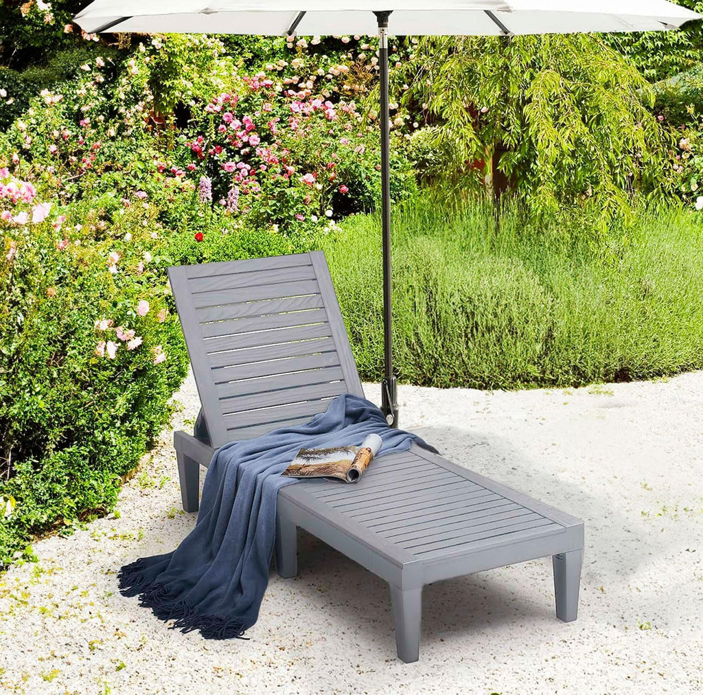 Patio Chairs - Black Chaise Lounge Chair Outdoor 5-Position Adjustable Sun Tanning Chair Waterproof Pool Lounge Chairs Set of 2 Reclining Lawn Chair, Lightweight Outdoor Lounge Chairs