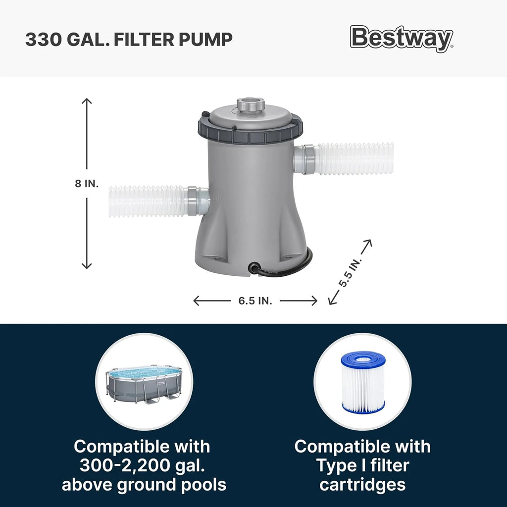 Power Steel 14' x 8'2 x 39.5 Oval Above Ground Pool Set | Includes 530gal Filter Pump, Ladder, ChemConnect Dispener
