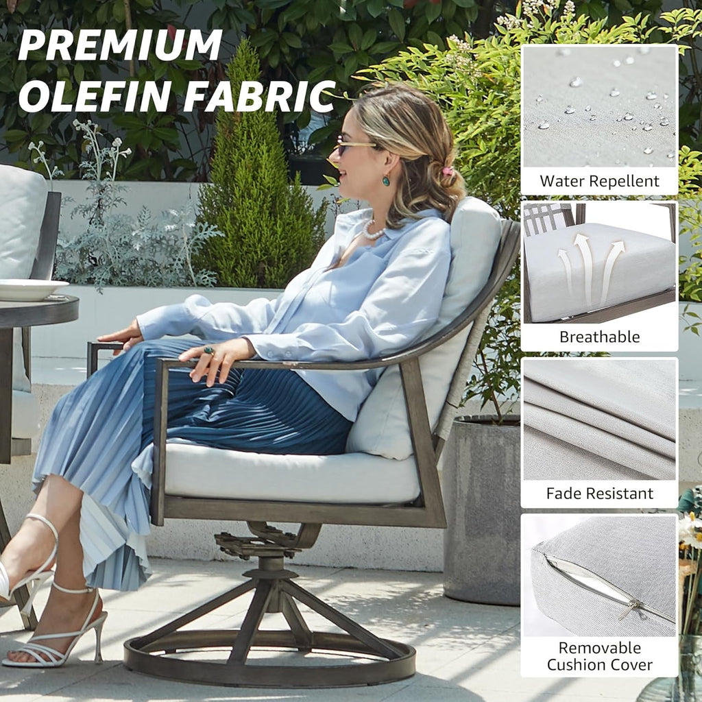 NATURAL EXPRESSIONS 5-Piece Outdoor Patio Dining Set 4pcs Patio Swivel Rocking Chairs