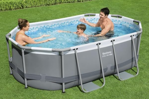 Power Steel 14' x 8'2 x 39.5 Oval Above Ground Pool Set | Includes 530gal Filter Pump, Ladder, ChemConnect Dispener