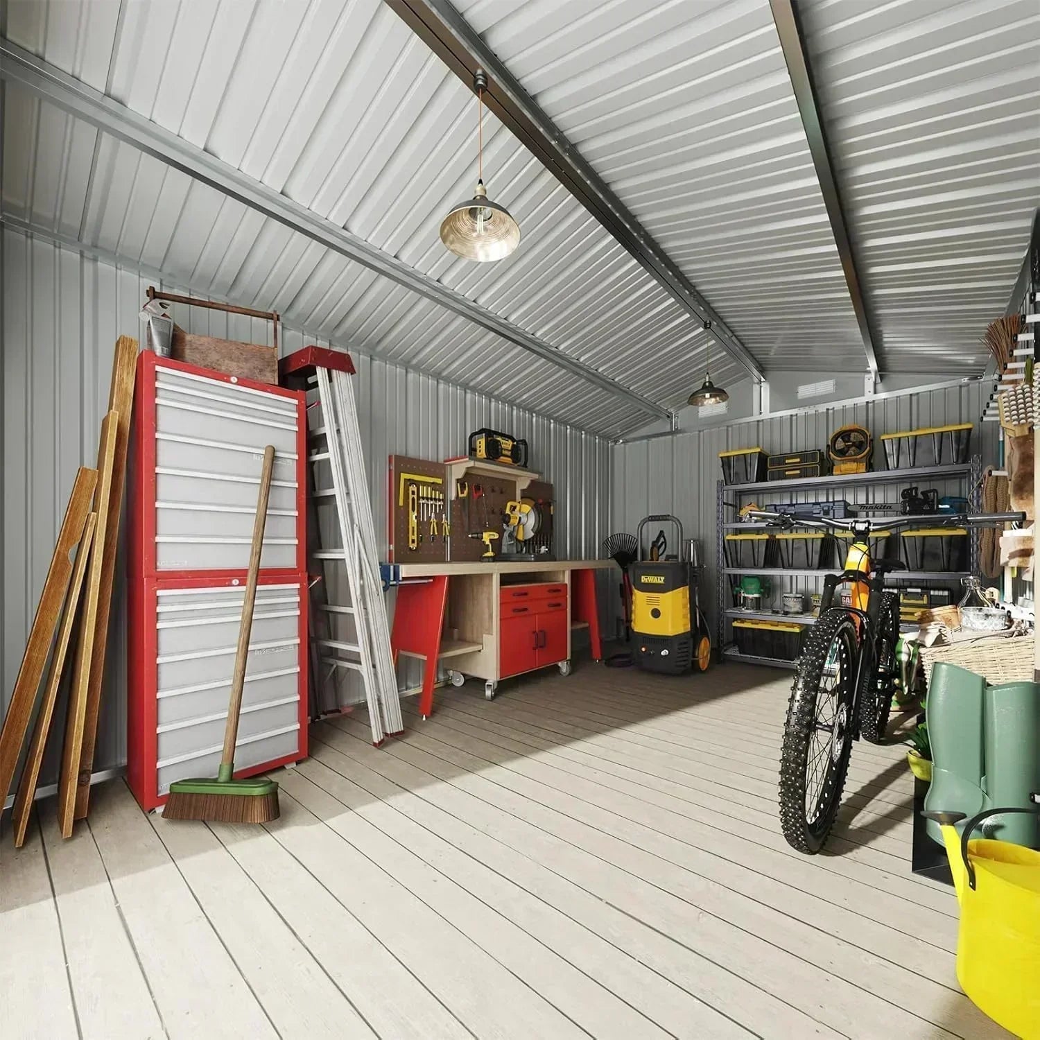 Aoxun 6.2x4 FT Shed Outdoor Storage Shed Metal Garden Shed Sloping Roof Tool Shed Bike Shed