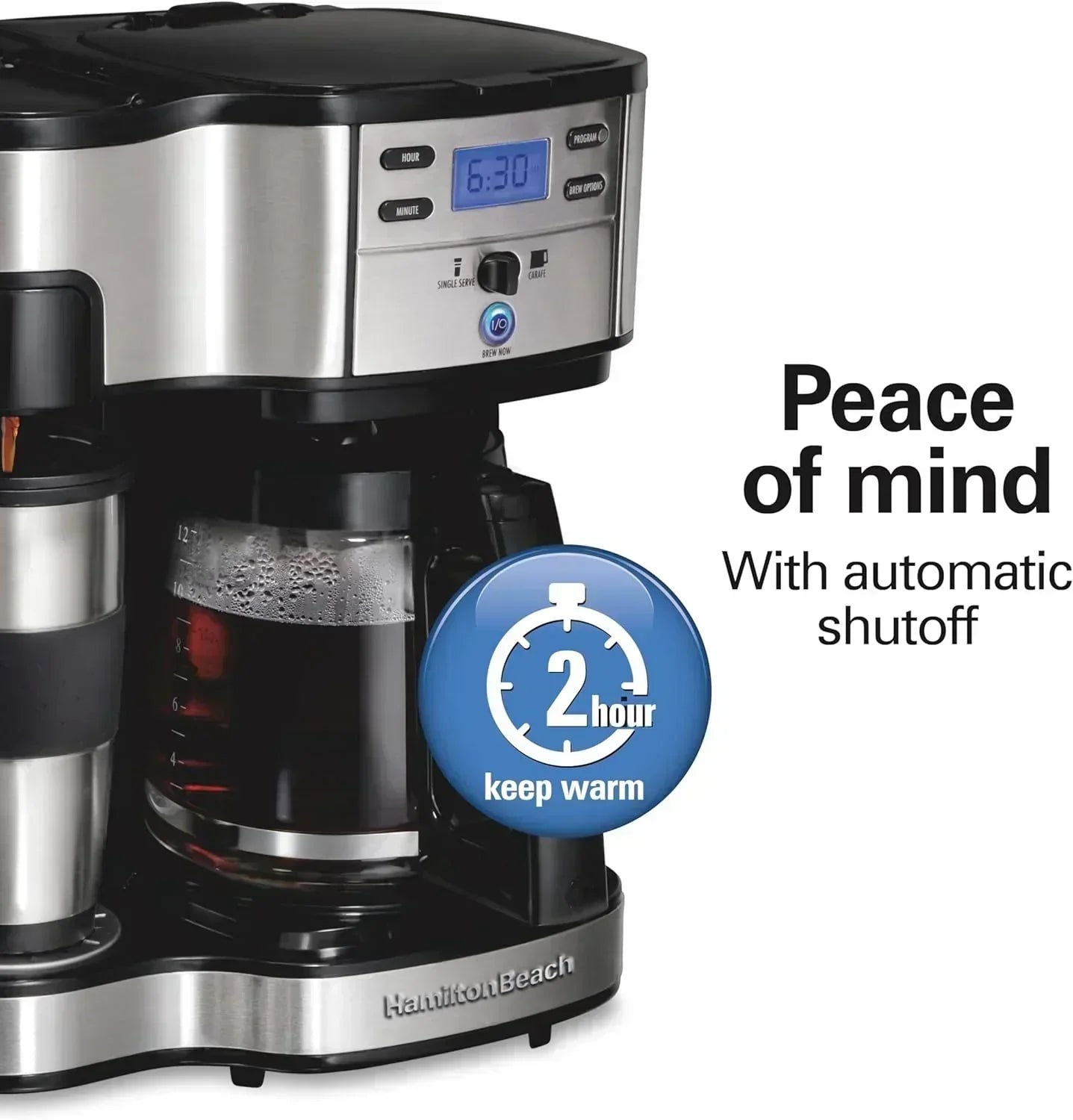 Hamilton Beach 2-Way 12 Cup Programmable Drip Coffee Maker Single Serve Machine Glass Carafe