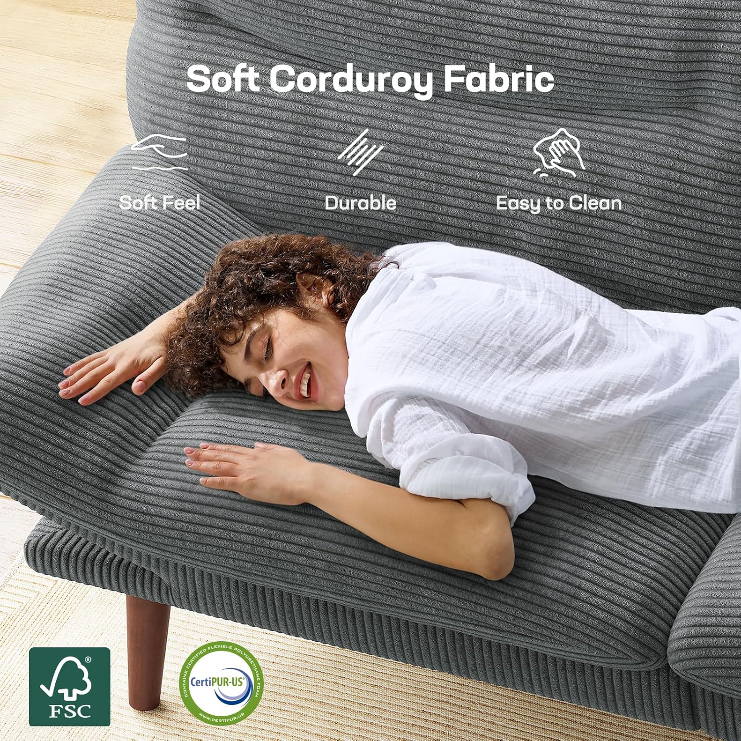 Futon Sofa Bed Futon Sofa Adjustable Back Armrests Converts to Small Sleeper Sofa Bed