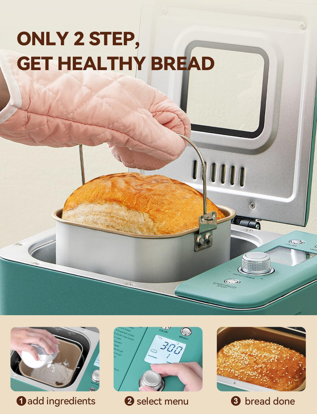 Neretva Bread Maker 20-in-1 2LB Bread Maker Dual Heater Bread Maker Automatic