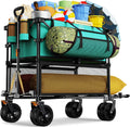 Foldable 50''L Extra Long Double Decker Wagon for Sport 400L Collapsible Heavy Duty Wagon Cart