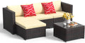 Aiho 5 Pieces Patio Furniture Set All-Weather Outdoor Wicker Sectional Patio Furniture with Cushion and Glass Table (Grey)