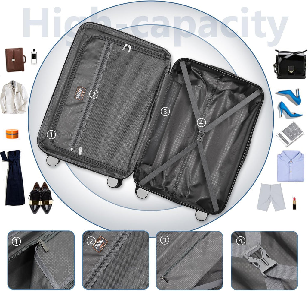 Luggage 6-piece hardshell expandable suitcase lightweight travel carry-on luggage set