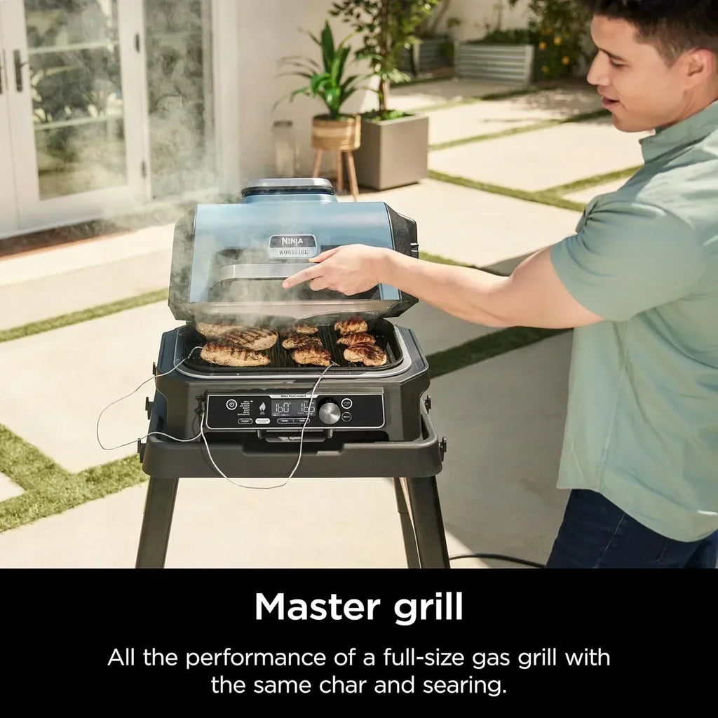 Ninja Woodfire Pro XL Outdoor Grill Smoker Thermometer 4-in-1 Master Grill BBQ Smoker Outdoor Air Fryer