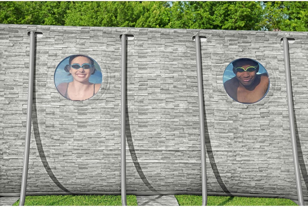 Power Steel Swim Vista Series II 14' x 8' 2 x 39.5 Above Ground Outdoor Swimming Pool Set with 530 GPH Filter Pump, Ladder, and Pool Cover